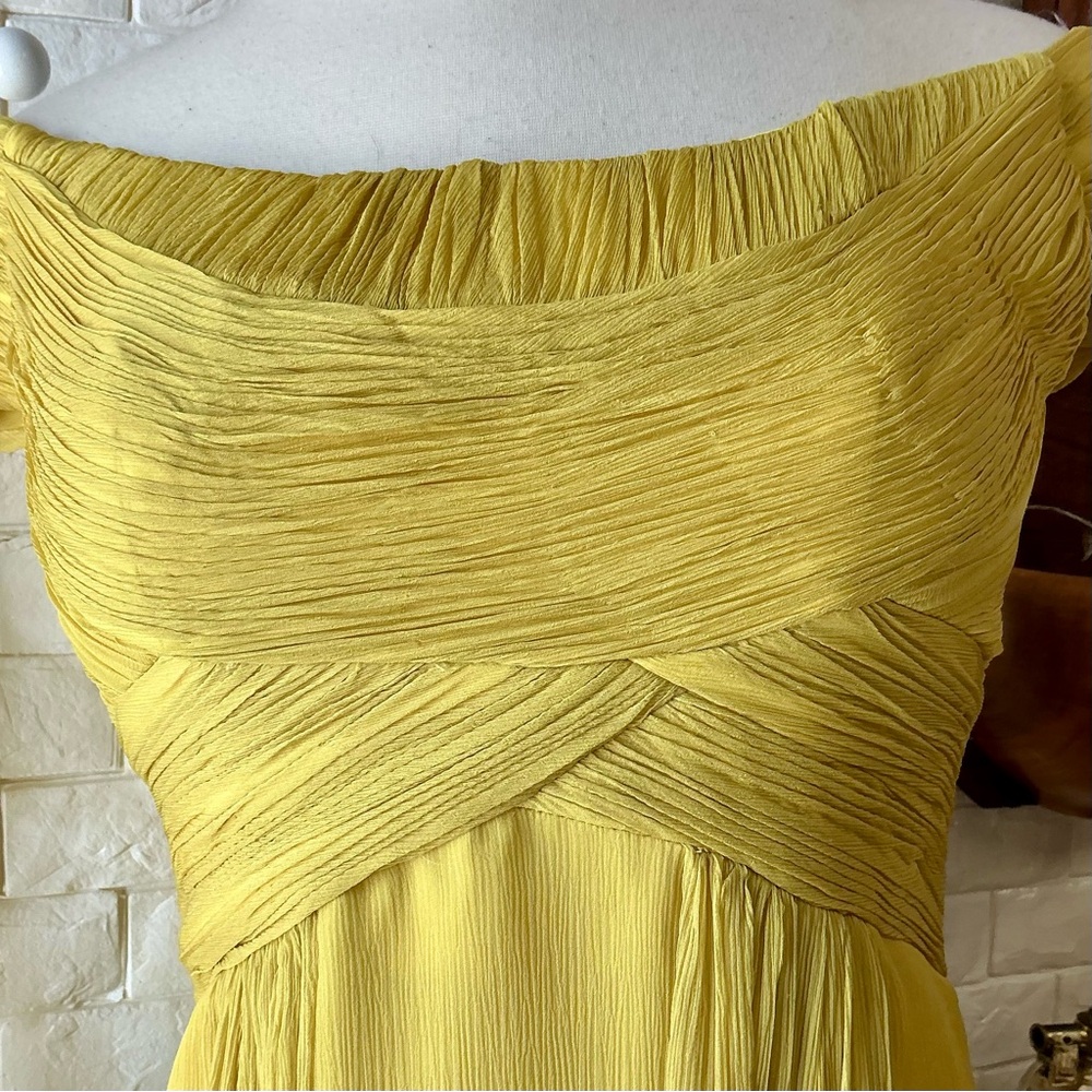 Montage by Mon Cheri Yellow Chartreuse Chiffon Flowy Gown with Shawl - Picture 6 of 14